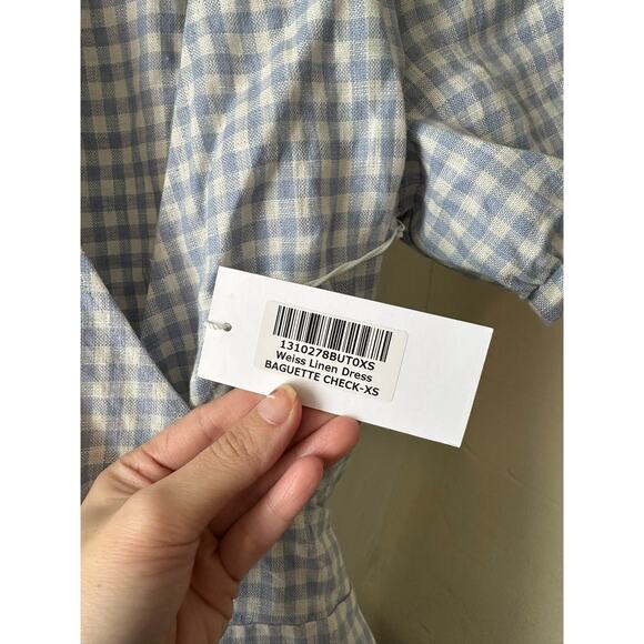 Reformation Weiss Linen Dress Baguette Check XS - Picture 4 of 10